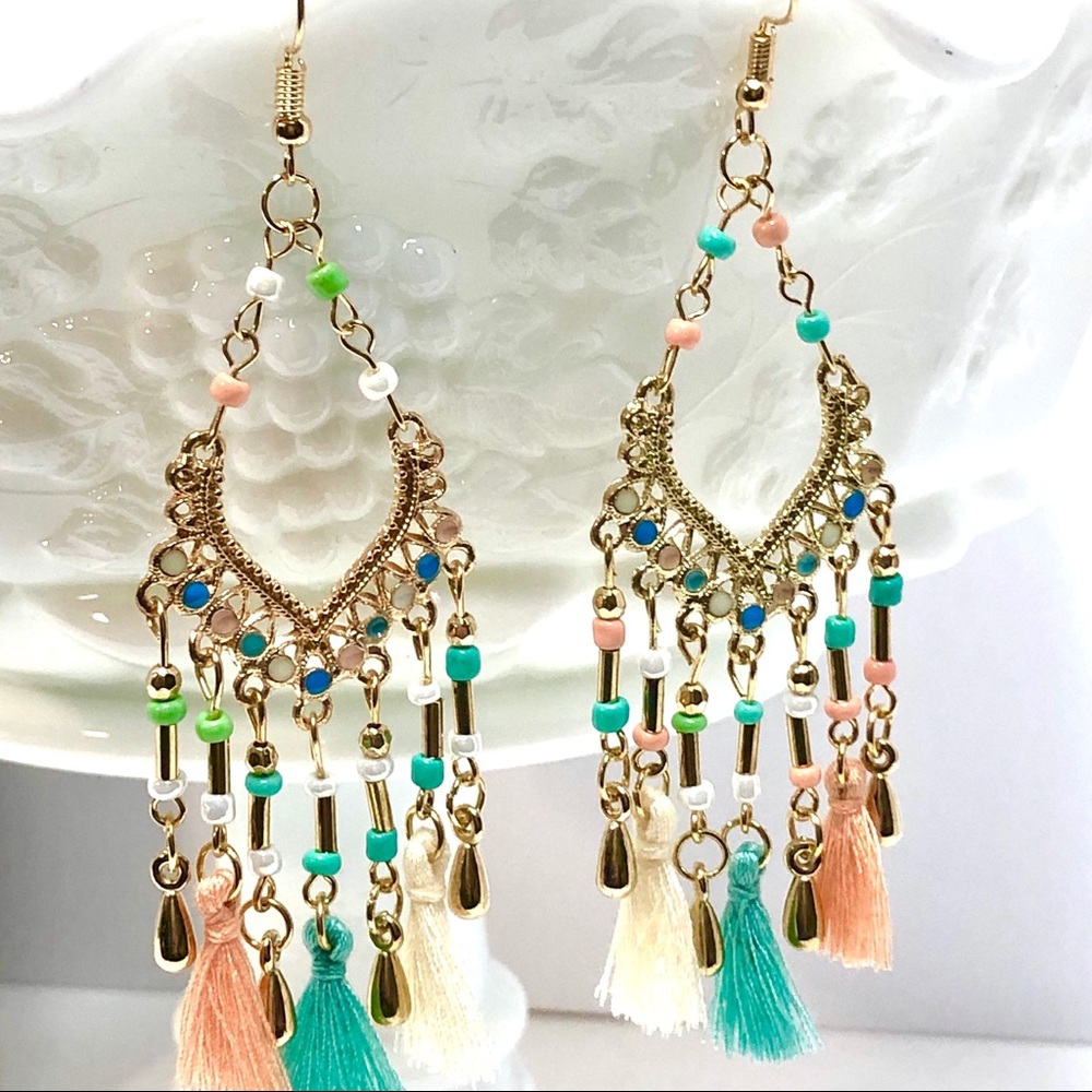 Boho Chandelier Earrings in Pastels
